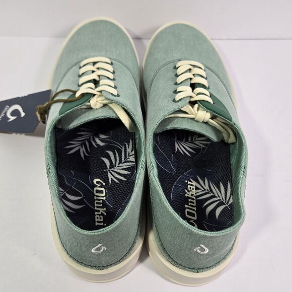 OluKai Tradewind Bamboo Mint Off White Canvas Lace Up Sneakers Shoes Mens 10 main image 4